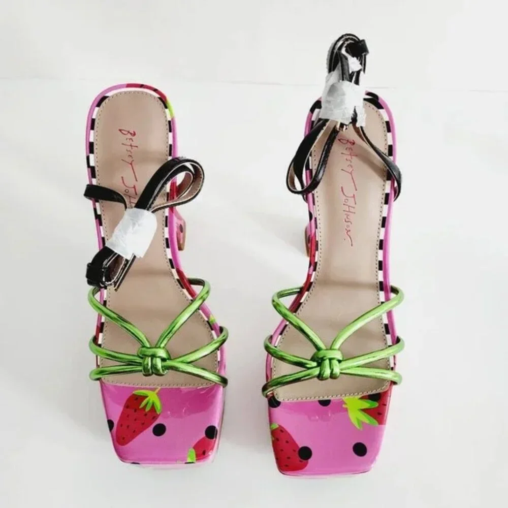 Betsy Johnson Leather Tiky Platform Heel Sandals - Picture 4 of 8